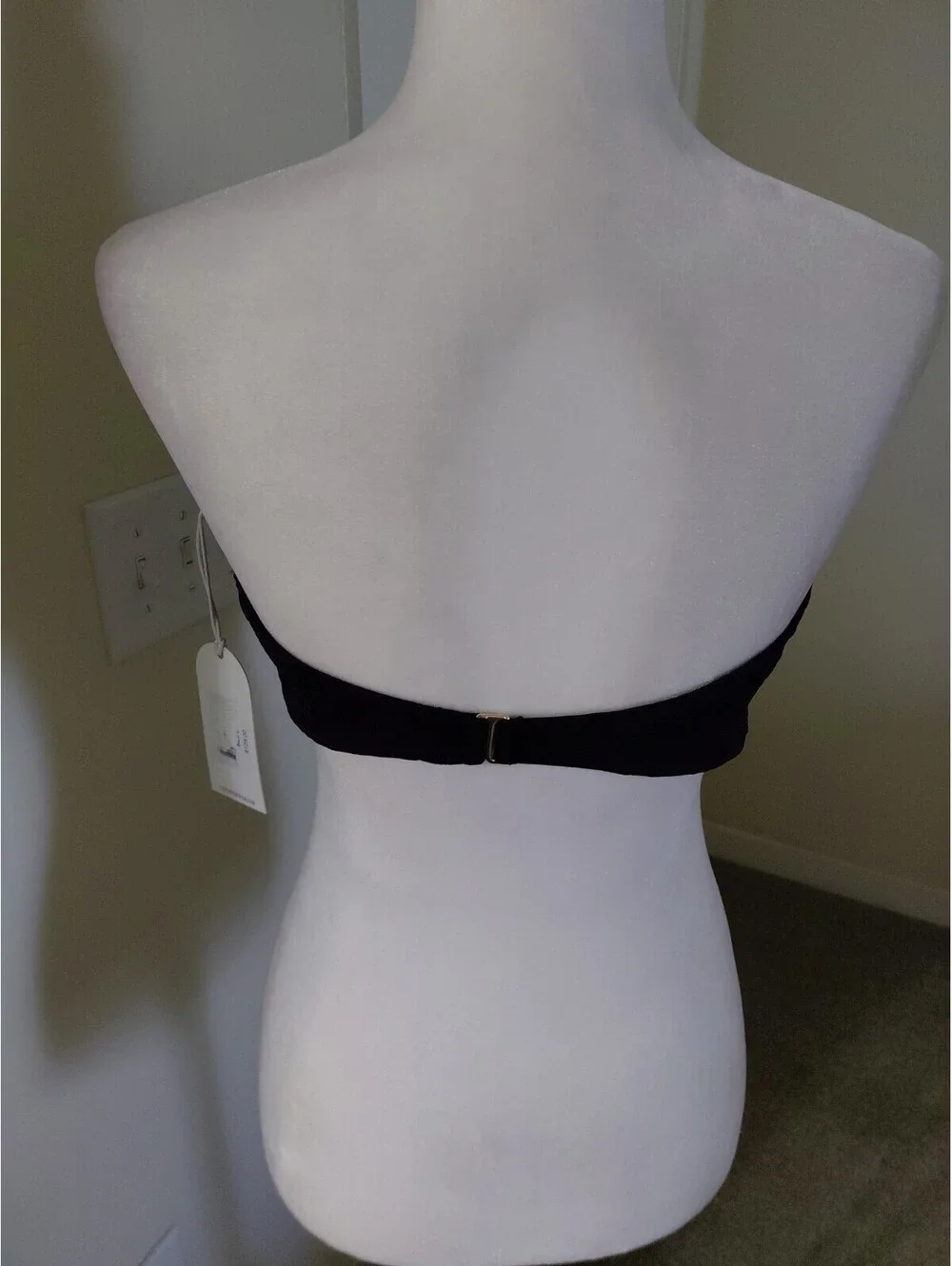 NWT La Porte Kate Bandeau Hardware Bikini Top in Jet Black Size L #208